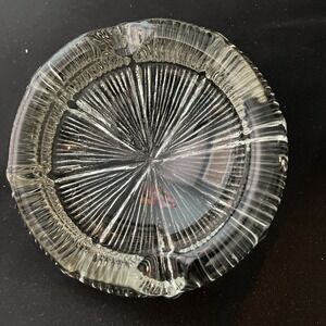 Vintage MCM‎ Clear Crystal Cut Glass Large Heavy 5" Ashtray